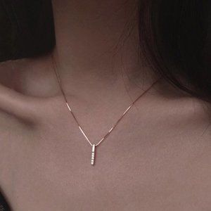 Gold Diamond Strip 925 Sterling Silver Necklace